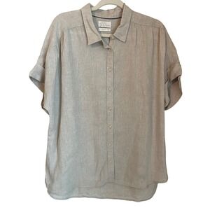 J.Crew Baird McNutt Irish Linen Relaxed Short Sleeve Button Down Shirt Womens L